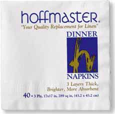 59000B 17x17 3-Ply 1/4 Fold
White Dinner Napkin -
250(10/25)