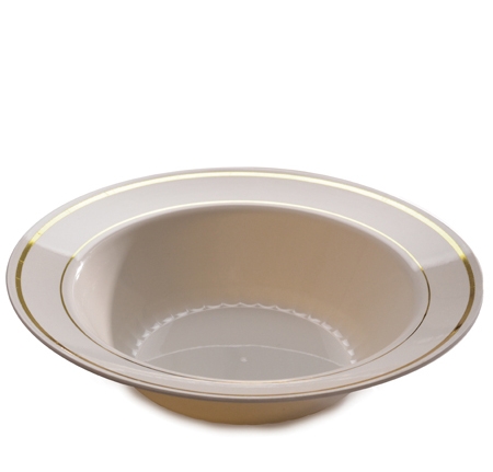 512-BO Ivory 12 oz. Bowls with Gold Trim - 150(10/15)