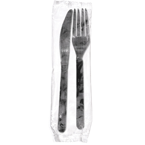 2KP505B02 Black Heavy Weight Polypropylene Fork &amp; Knife