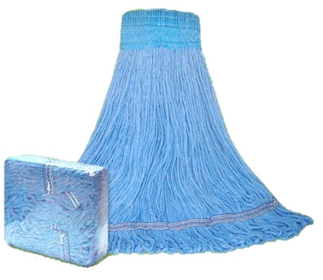 CLM-303LWB Large Blue 4 Ply Blended Launderable Mop - 1