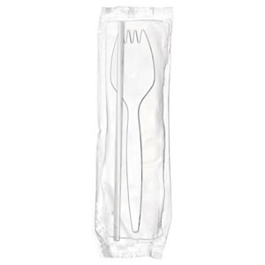 CKPPMW104 White Medium Weight  Polypropylene Spork, Napkin &amp; 