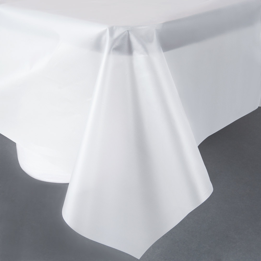 01-255 White 54x108 Plastic Table Covers - 12