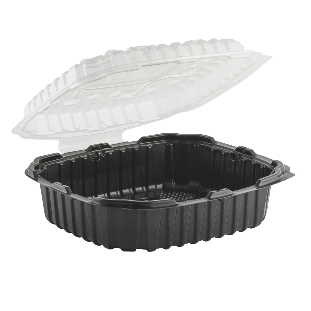 4669109 CF91011 63oz. Crisp  Food Hinged Containers Black 