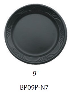 BP09P-N7 9&quot; Black High Gloss Pearl Plates - 500(4/125)