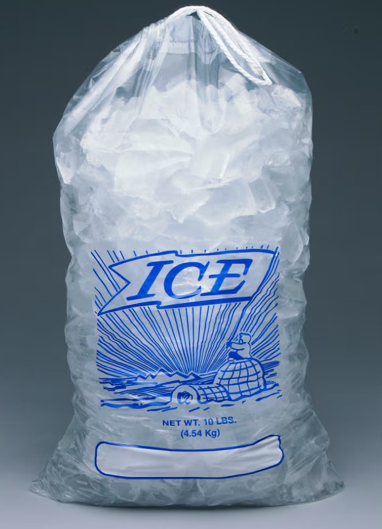 H19PDS Low Density Metallocene  10# Ice Bags with Drawstring - 
