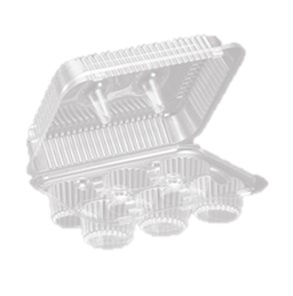 SLP46 Clear 6 ct. Hinged Muffin Containers - 300