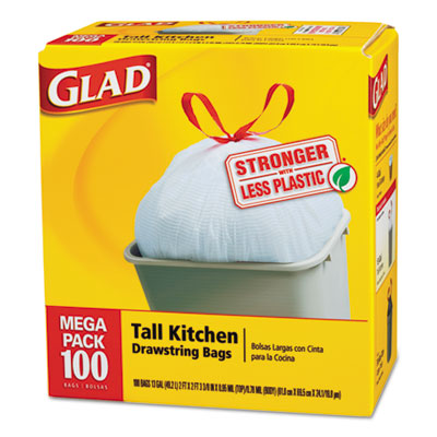 78526 Glad Drawstring Tall 13 Gal Kitchen Trash