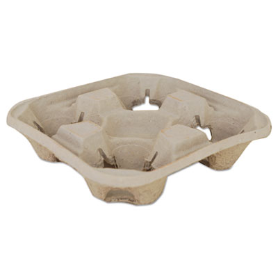 0117 Beige 4 Cup Molded Fiber  Drink Carrier - 300(4/75)