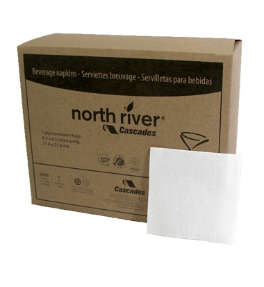 BN85001V White 9&quot; x 9&quot; 
Select 1 Ply 1/4 Fold Beverage 
Napkins - 4000(8/500)